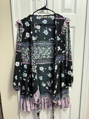 Long Sleeve Floral Wrap Dress